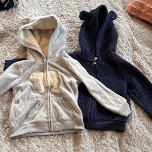 Carter's Gray and Navy Bear sherpa Hoodie-jacket Set